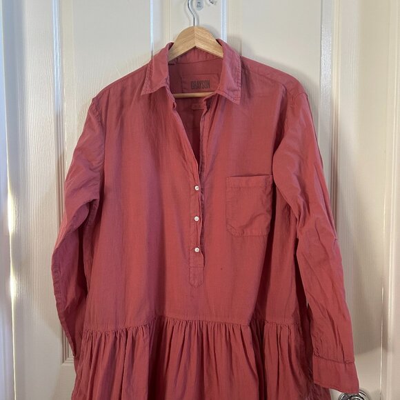GRAYSON The Changemaker Shirt Dress Button Down Tiered Collar Boho SZ8-10 Pink - Picture 2 of 10